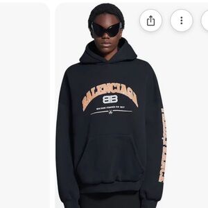 Balenciaga Maison Distressed Black Hoodie Unisex